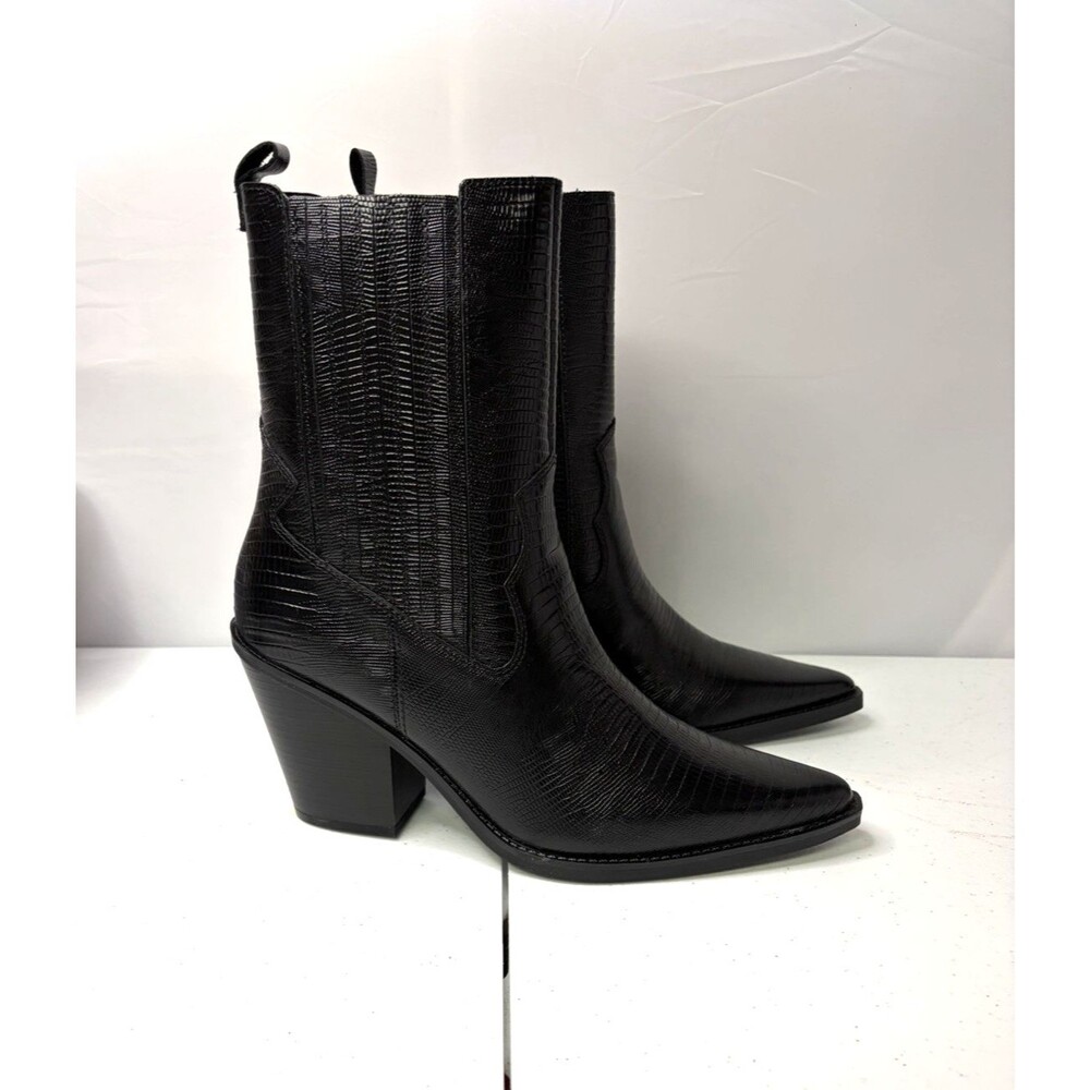 ALDO Talladega Western Mid-Calf Faux Lizard Boots Women’s Size 10 Black